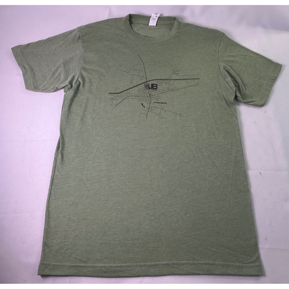 Tultex Mens M JB Coffee House St James Missouri Map Graphic Tee Sage Green Shirt